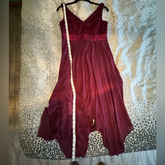 Ever-Pretty V-Neck Irregular Hem Lace A-Line Chiffon Cocktail Dress Mulberry - S - Picture 9 of 13